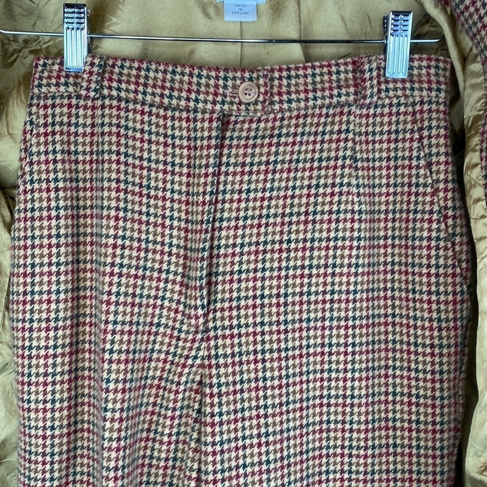 Womanβs Vintage Koret Petites Wool Blend Houndstooth Brown Suit- Size 6 - Picture 9 of 14